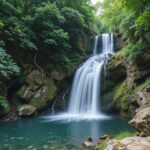 Gorg de Can Poeti en Les Planes d’Hostoles, Garrotxa.. Cascada del Gorg de Can Poeti en la Garrotxa rutas en camper