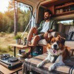Perro viajando en camper con su dueño disfrutando de la naturaleza Viajar en camper con perro