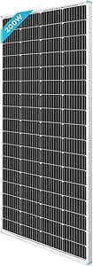 Renogy Panel solar monocristalino de 200 W, 12 V, panel fotovoltaico para autocaravana, cobertizo, caravana, barco (diseño compacto)