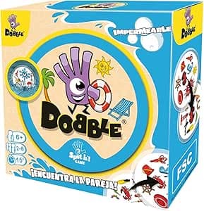 Zygomatic | Dobble Impermeable | Juego de Mesa Divertido para Adultos y Niños | Juega en la Piscina y Playa | A Partir de 7 Años | De 2 a 8 Jugadores | 15 Minutos por Partida | En Español y Portugués