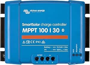Victron SmartSolar MPPT 100/30 30A controlador de carga solar para paneles solares de hasta 440W (12V) / 880W (24V) y hasta 100V. Con Bluetooth incorporado para monitoreo y programación avanzadas